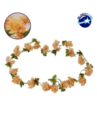 GloboStar® 09022 Τεχνητό Κρεμαστό Φυτό Διακοσμητική Γιρλάντα Μήκους 2.2 μέτρων με 18 X Άνθη Κερασιάς Σομόν